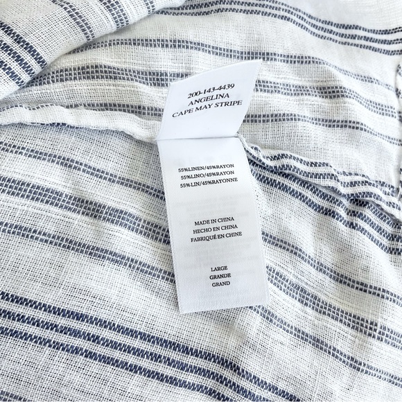 New Rails Angelina Cape May Stripe Dress Smocked Linen Blend Size Large - Picture 7 of 7